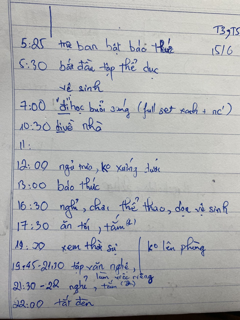 Day schedule in Military Training